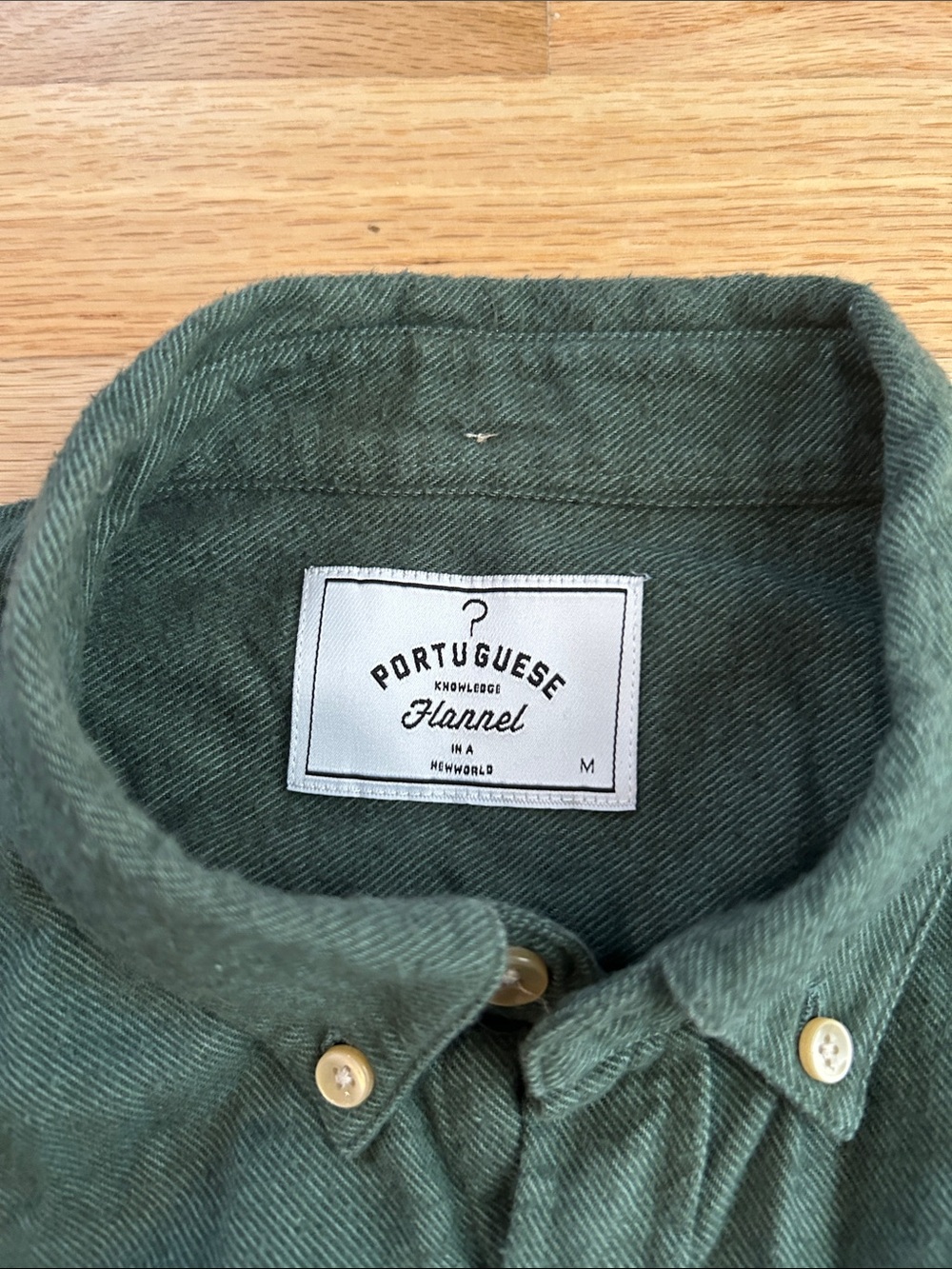 Portuguese Flannel Teca Brushed Flannel Button Down Shirt - Moss Green - Picture 6 of 7